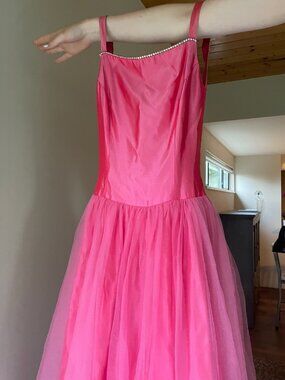 Vintage pink tulle prom dress